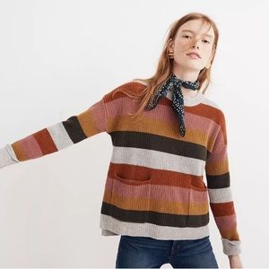 Madewell Fall Striped Multicolor Sweater with Pockets